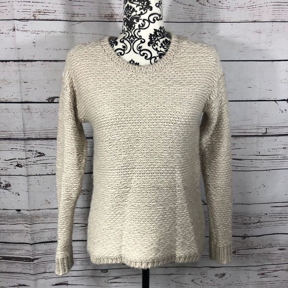 Ann Taylor Wool Blend Soft Knit Sweater Cream/Off-white/Beige S - Picture 1 of 8